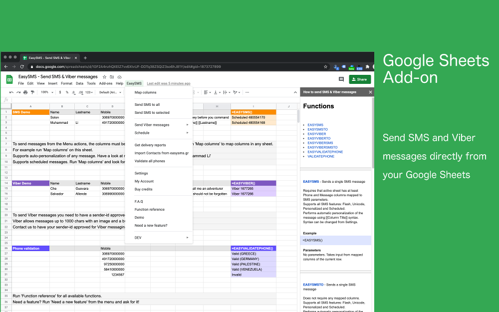 Add-on για Google Sheets